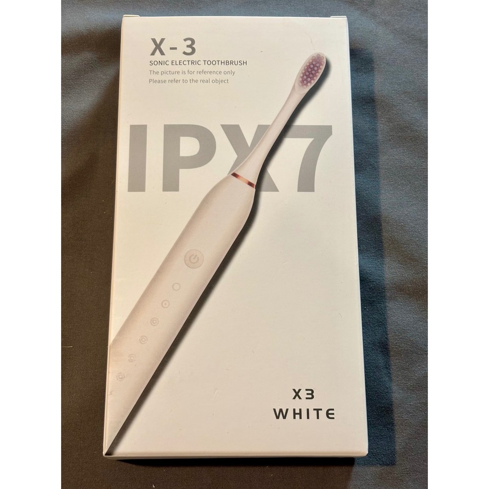 X-3 Sonic Electric Toothbrush White IPX7 Waterproof 6 Modes DuPont Bristles NEW